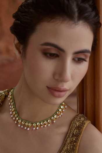 Paisley Pop Mint Kundan Necklace