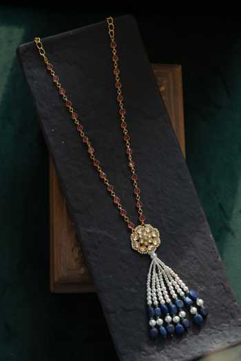 Paisley Pop Kundan Tassel Pendant Necklace