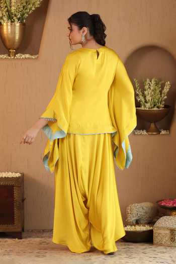 Roohbyridhimaa Yellow Deedar Top & Pant Set 