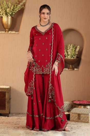 Roohbyridhimaa Hania Embroidered Kurta Sharara Set 