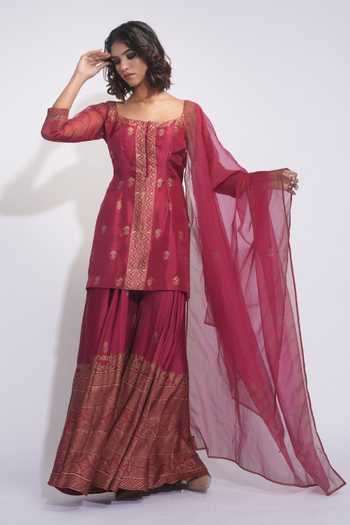 Shruti S Hand Block Print Kurta Sharara Set 