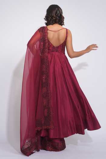 Shruti S Sequin Embroidered Anarkali Palazzo Set 