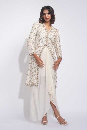 Shruti S Pathani Embroidered Jacket & Skirt Set 