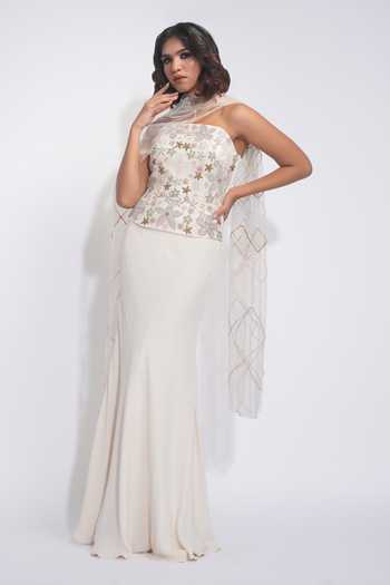 Shruti S Hand Embroidered Corset Skirt Set 
