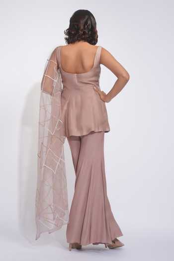 Shruti S Hand Embroidered Peplum Kurta Sharara Set 