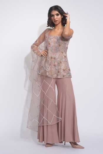 Shruti S Hand Embroidered Peplum Kurta Sharara Set 