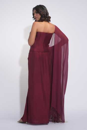 Shruti S Crystal Embellished Corset Dhoti Skirt Set 