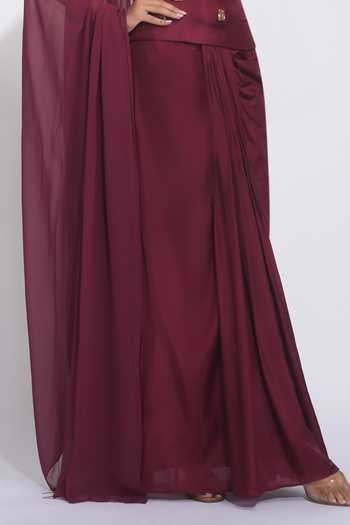 Buy Shruti S Maroon Silk, Georgette Crystals Embellished Corset Dhoti Skirt Set Online at Aza Fashions Buy_Shruti S_Maroon Silk, Georgette Crystals Embellished Corset Dhoti Skirt Set _Online_at_Aza_Fashions