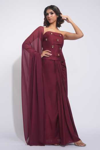 Shruti S Crystal Embellished Corset Dhoti Skirt Set 