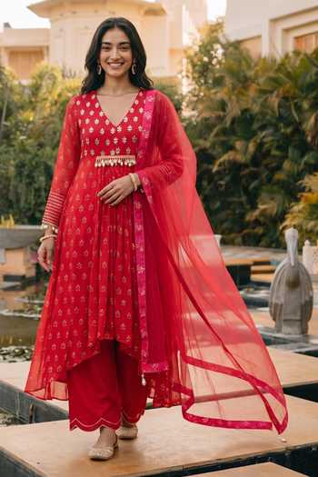 Seams Pret And Couture Meher Pleated Embroidered Anarkali Set 