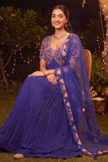 Seams Pret And Couture Blue Georgette, Net, Shantoon Mehfil Embroidered Anarkali With Dupatta Online at Aza Fashions Seams Pret And Couture_Blue Georgette, Net, Shantoon Mehfil Embroidered Anarkali With Dupatta _Online_at_Aza_Fashions