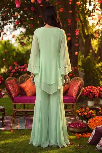 Seams Pret And Couture Safa Embroidered Kurta & Flared Pant Set 