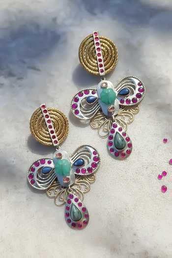 Suhani Pittie_Gold Plated Rogue Secret Statement Gemstone Earrings _Online_at_Aza_Fashions