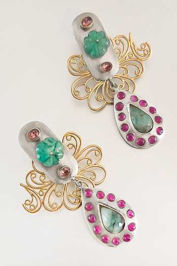 Suhani Pittie Gold Plated Empire Builder Gemstone Earrings Online at Aza Fashions Suhani Pittie_Gold Plated Empire Builder Gemstone Earrings _Online_at_Aza_Fashions