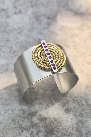 Suhani Pittie_Gold Plated Caesar Coil Spiral Cuff Bracelet _Online_at_Aza_Fashions