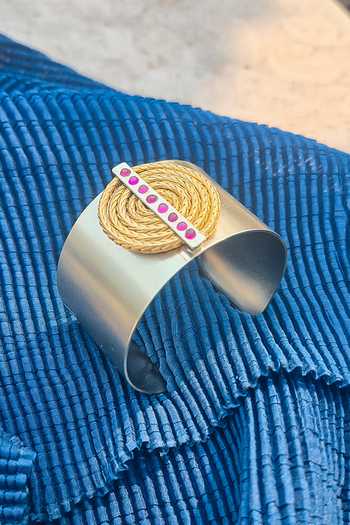 Shop_Suhani Pittie_Gold Plated Caesar Coil Spiral Cuff Bracelet _Online_at_Aza_Fashions