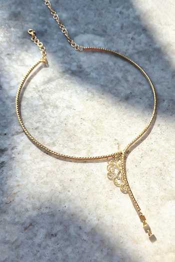Suhani Pittie_Gold Plated Luna Regina Kanthi Style Choker Necklace _Online_at_Aza_Fashions