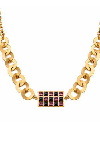 Suhani Pittie Lavender Matrix Geometric Pendant Necklace 