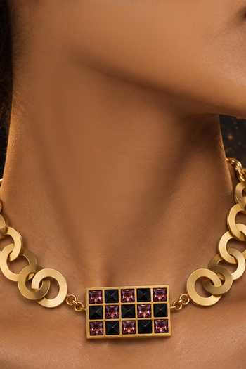 Suhani Pittie Lavender Matrix Geometric Pendant Necklace 