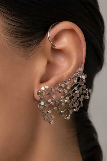 Suhani Pittie Byzantine Silver Mesh Ear Cuffs 