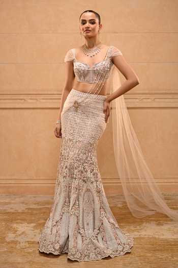 Tarun Tahiliani Pearl Basra Concept Saree With Blouse