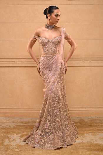 Tarun Tahiliani Rococo Floral Concept Saree With Blouse
