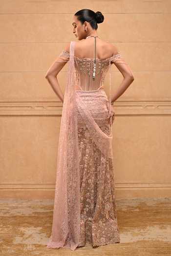 Tarun Tahiliani Rococo Floral Concept Saree With Blouse