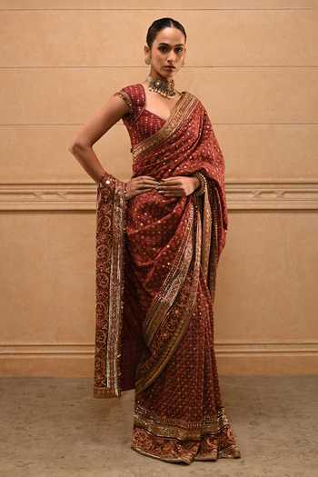 Tarun Tahiliani Zubeda Embroidered Saree With Blouse
