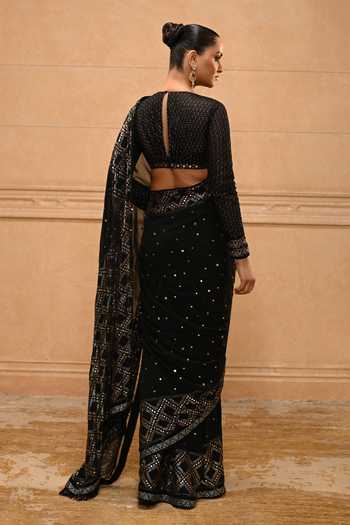 Tarun Tahiliani Mukaish Embellished Saree With Blouse