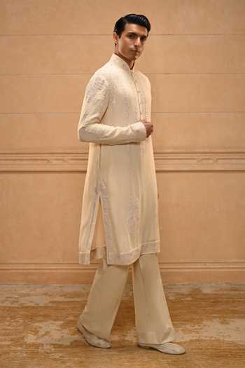 Buy Tarun Tahiliani Beige Georgette Kashida Embroidered Kurta Set Online at Aza Fashions Buy_Tarun Tahiliani_Beige Georgette Kashida Embroidered Kurta Set _Online_at_Aza_Fashions