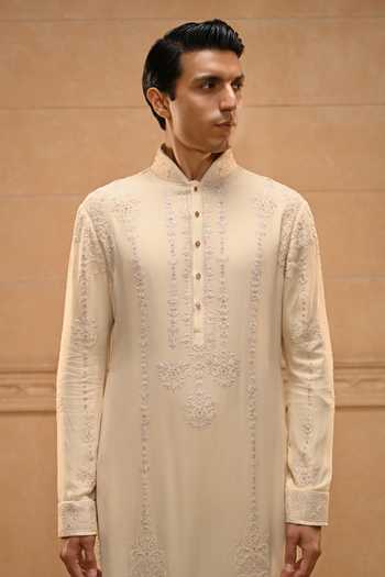 Shop Tarun Tahiliani Beige Georgette Kashida Embroidered Kurta Set Online at Aza Fashions Shop_Tarun Tahiliani_Beige Georgette Kashida Embroidered Kurta Set _Online_at_Aza_Fashions