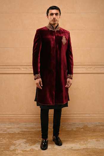 Tarun Tahiliani Zardozi Velvet Sherwani Set 