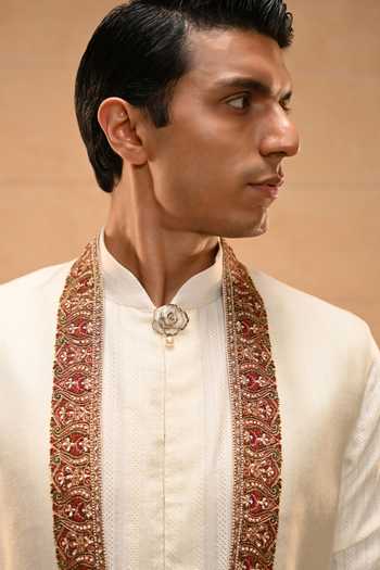Buy Tarun Tahiliani Ivory Cotton, Poplin Kashida Waistcoat Set Online at Aza Fashions Buy_Tarun Tahiliani_Ivory Cotton, Poplin Kashida Waistcoat Set _Online_at_Aza_Fashions