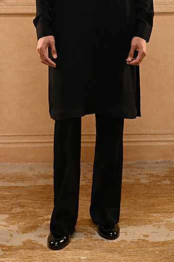 Buy Tarun Tahiliani Black Georgette, Suiting Draped Kurta Waistcoat Set Buy_Tarun Tahiliani_Black Georgette, Suiting Draped Kurta Waistcoat Set