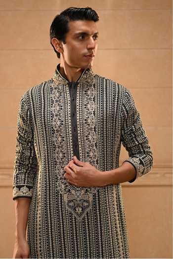 Buy Tarun Tahiliani Black Georgette Kashida Embroidered Kurta Set Online at Aza Fashions Buy_Tarun Tahiliani_Black Georgette Kashida Embroidered Kurta Set _Online_at_Aza_Fashions