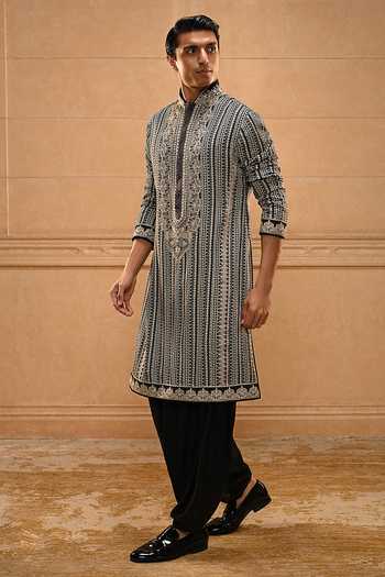 Buy Tarun Tahiliani Black Georgette Kashida Embroidered Kurta Set Buy_Tarun Tahiliani_Black Georgette Kashida Embroidered Kurta Set