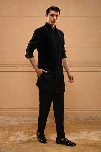 Buy Tarun Tahiliani Blue , Velvet, Satin Contemporary Waistcoat Set Buy_Tarun Tahiliani_Blue , Velvet, Satin Contemporary Waistcoat Set