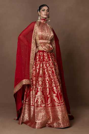 Vishwa By Pinki Sinha Silk Lehenga Set With Unstitched Blouse Piece