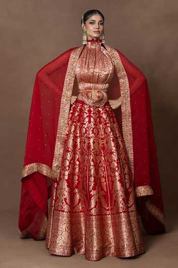 Vishwa By Pinki Sinha Silk Lehenga Set With Unstitched Blouse Piece