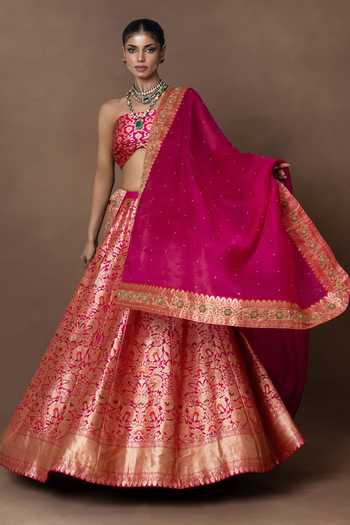 Vishwa By Pinki Sinha Silk Lehenga Set With Unstitched Blouse Piece