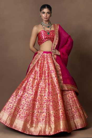 Vishwa By Pinki Sinha Silk Lehenga Set With Unstitched Blouse Piece