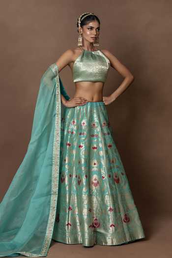 Vishwa By Pinki Sinha Silk Lehenga Set With Unstitched Blouse Piece 