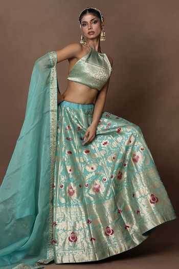 Vishwa By Pinki Sinha Silk Lehenga Set With Unstitched Blouse Piece 