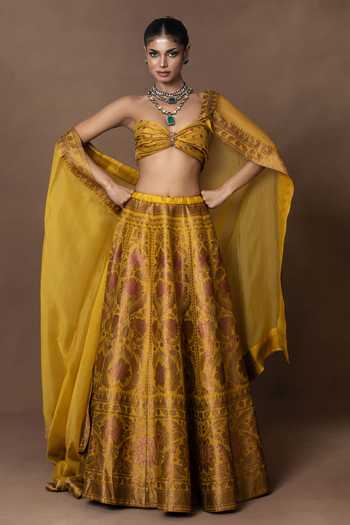 Vishwa By Pinki Sinha Silk Lehenga Set With Unstitched Blouse Piece