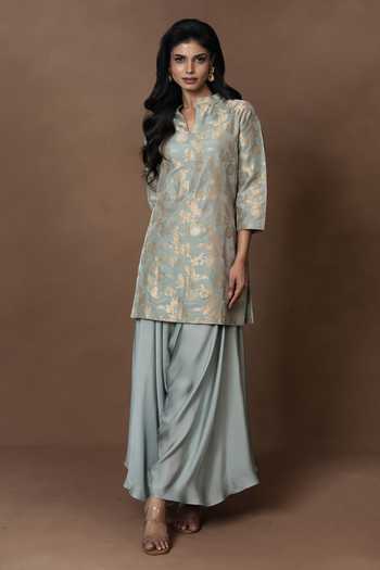 Vishwa By Pinki Sinha Silk Kurta With Draped Pant