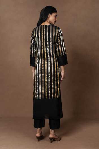 Vishwa By Pinki Sinha Metallic Silk Kurta & Pant Set