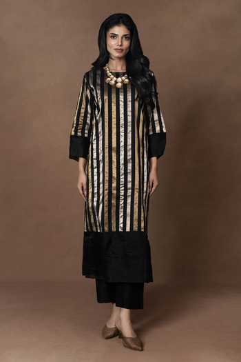 Vishwa By Pinki Sinha Metallic Silk Kurta & Pant Set
