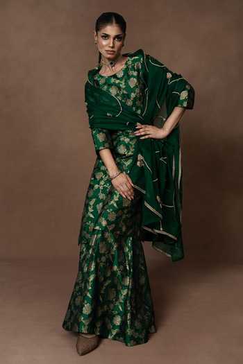 Vishwa By Pinki Sinha Silk Woven Kurta Gharara Set 