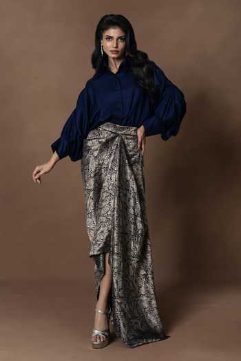 Vishwa By Pinki Sinha Brocade Draped Silk Skirt & Silk Shirt