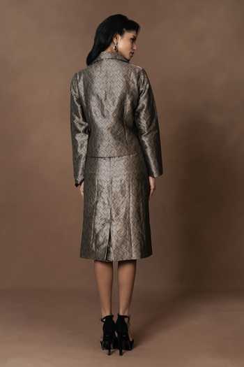 Vishwa By Pinki Sinha Brocade Waistcoat With Pencil Skirt